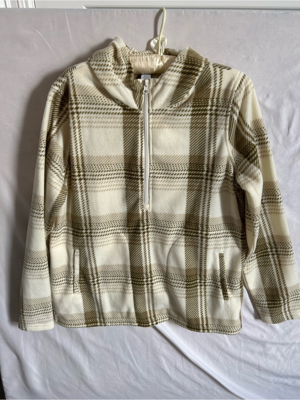 O'Neill Cream & Brown Plaid Half-Zip Fleece Lightweight Jacket